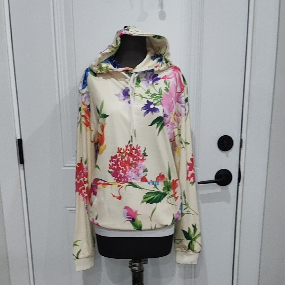 Floral Cream Hoodie for Women